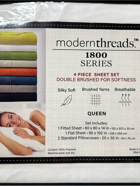 1800 Series Queen Sheet Set - White